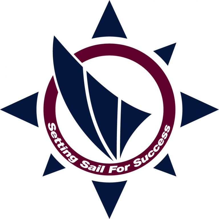 Port Dalrymple School logo. Includes text 'Setting sail for success' and a graphic of a sail inside a circle.