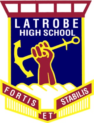 Latrobe High School logo. Includes Latin text 'fortis et stabilis'.