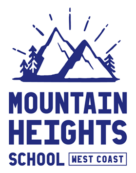 Moutain Heights School Logo. Also includes the text 'West Coast' and the graphic outlines of mountains.