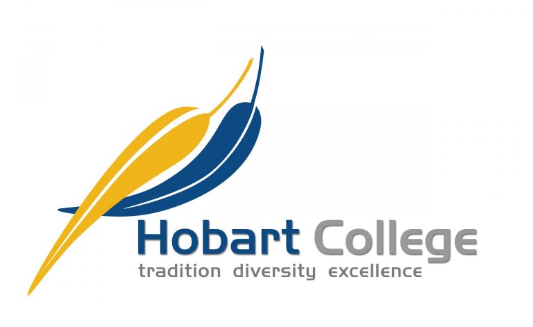Hobart College logo. Also includes text 'tradition diversity excellence' and a graphic of a two gum leaves.