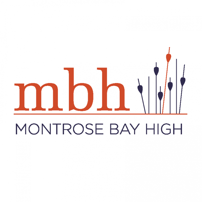 Montrose Bay High logo. Includes text 'mbh'.